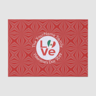 Papier Mousseline Drapeau LOVE rouge mexicain personnalisé