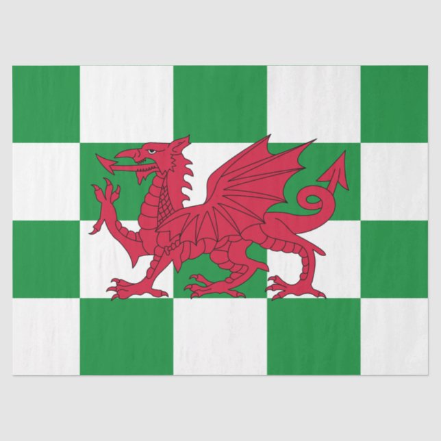 Papier Mousseline Drapeau mystique de dragon celtique rouge du Pays  (Recto)