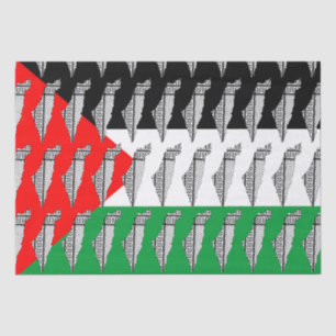 Papier Mousseline Drapeau palestinien et carte avec Motif Keffiyeg
