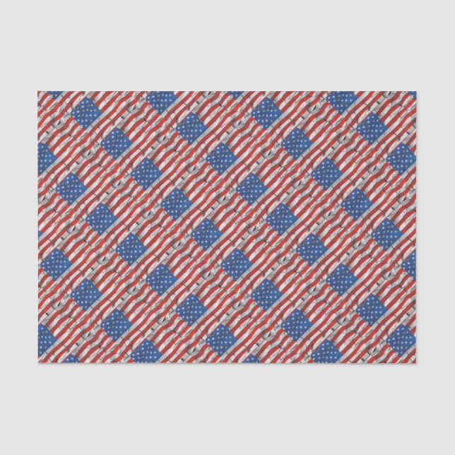 Papier Mousseline Drapeau Patriotique Américain Cracked Peinture (Recto)