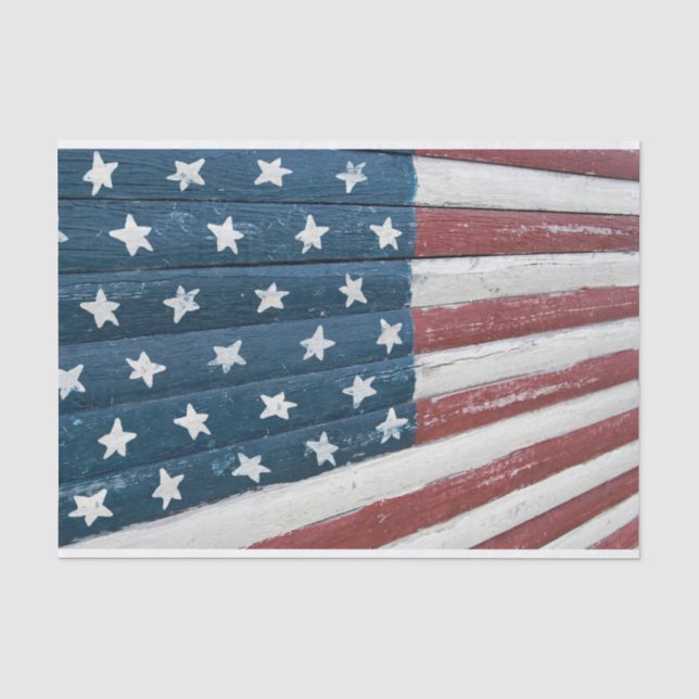 Papier Mousseline Drapeau rustique américain en bois (Recto)