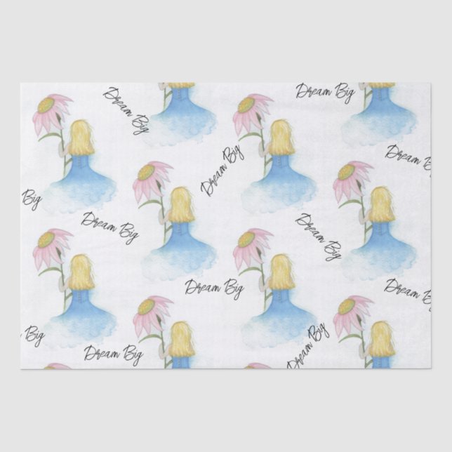 Papier Mousseline Dream Girl tenant Fleur géante "Dream Big" (Recto)