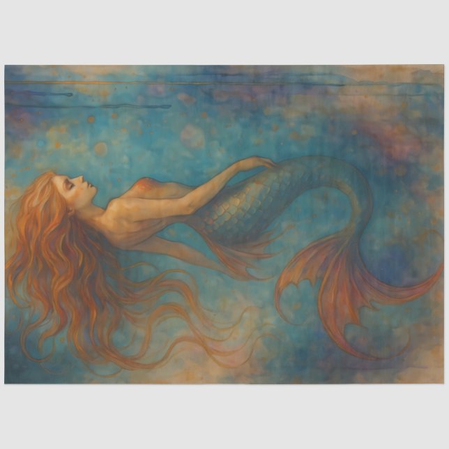 Papier Mousseline Drifting Siren – Flowing Tail Mermaid Fantasy (Recto)