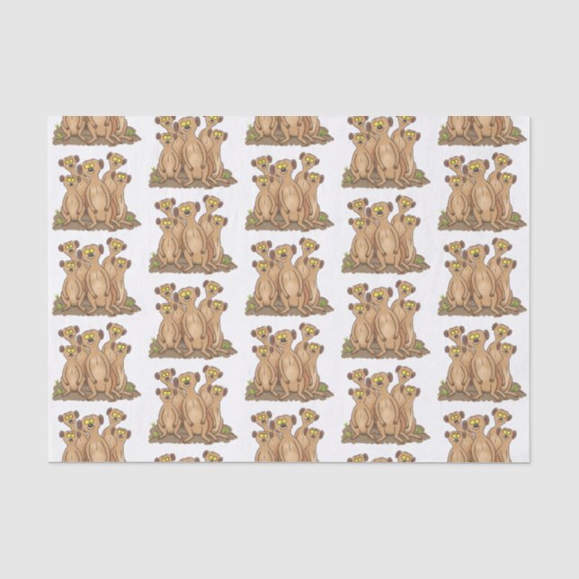Papier Mousseline Drôle dessin de la famille meerkat (Recto)