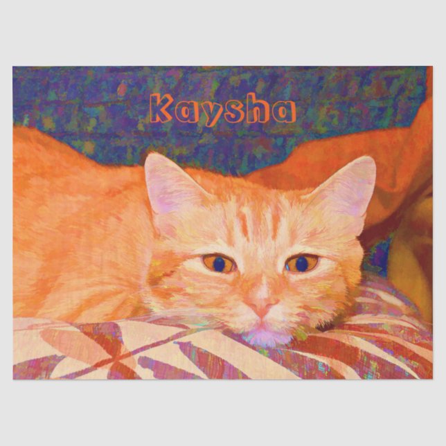 Papier Mousseline Drôle Mette Bright Orange Tabby Chat Découpage (Recto)
