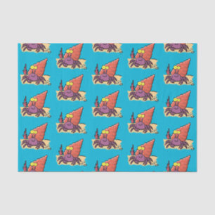 Papier Mousseline Drôle mignon caricature pourpre crabe ermite