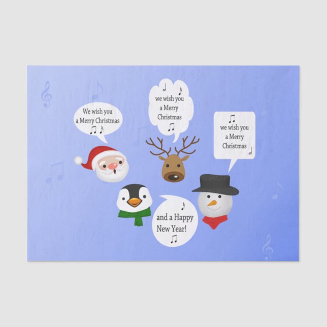 Papier Mousseline Drôle Nous vous souhaitons un joyeux Noël (Recto)