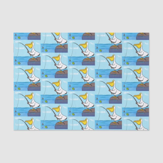 Papier Mousseline Drôle pélican de pêche (Recto)