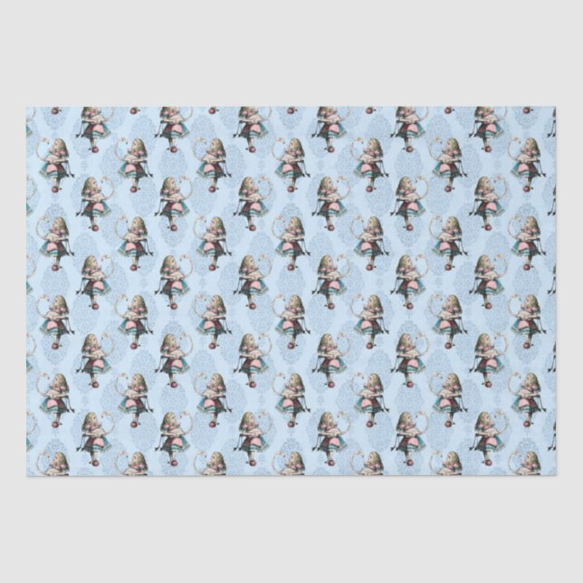 Papier Mousseline Dusty Blue & Pink Alice in Wonderland Baby shower (Recto)