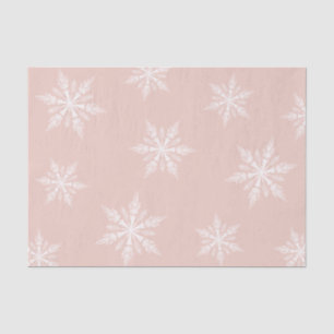 Papier Mousseline Dusty Pink Winter Holiday Snowflakes