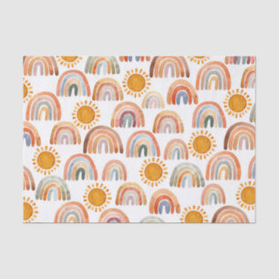 Papier Mousseline Earth Modern Boho Rainbow et Sun