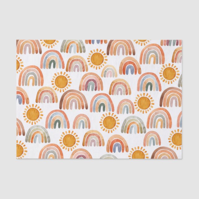 Papier Mousseline Earth Modern Boho Rainbow et Sun (Recto)