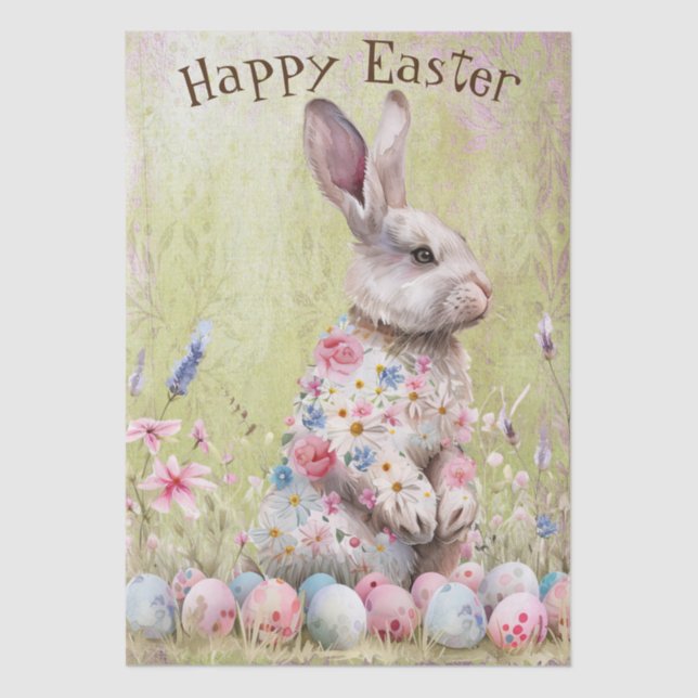 Papier Mousseline Easter Spring Bunny Tissue Paper (Recto)