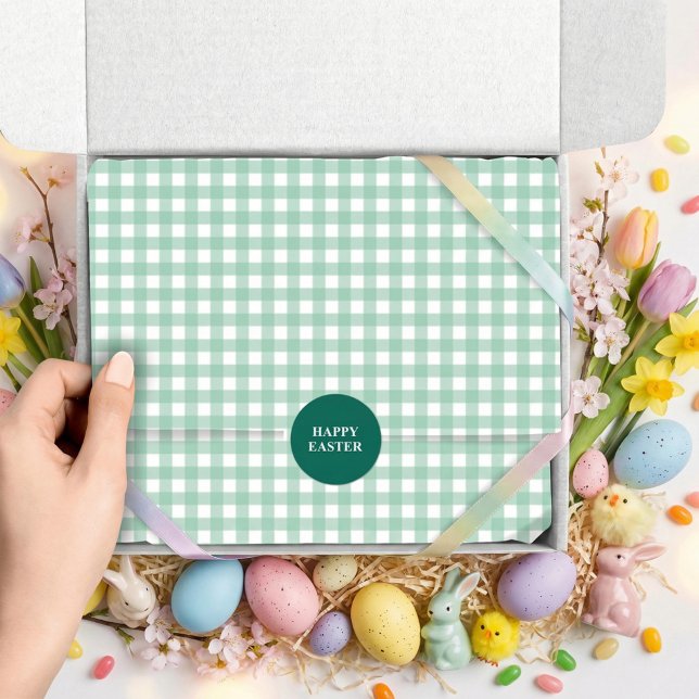 Papier Mousseline Easter Spring Mint Green Gingham (Créateur téléchargé)