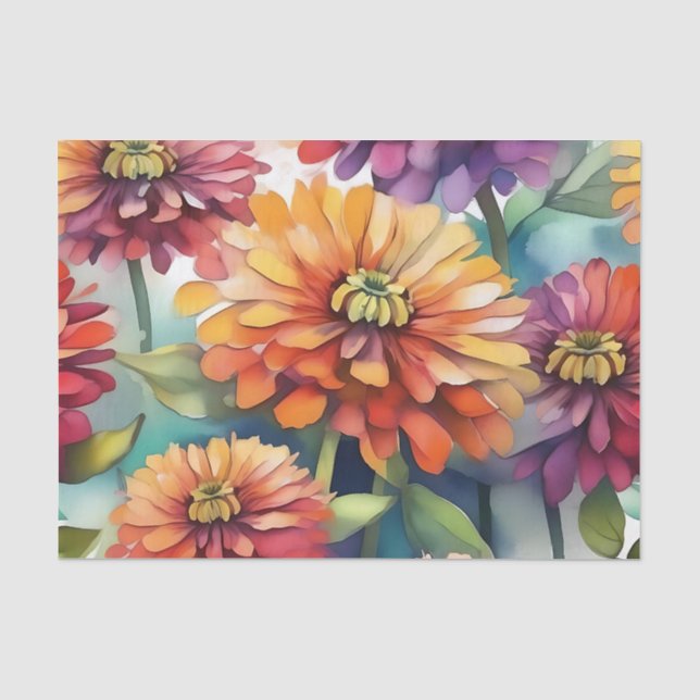 Papier Mousseline Eau Abstraite en floraison de Zinnia (Recto)