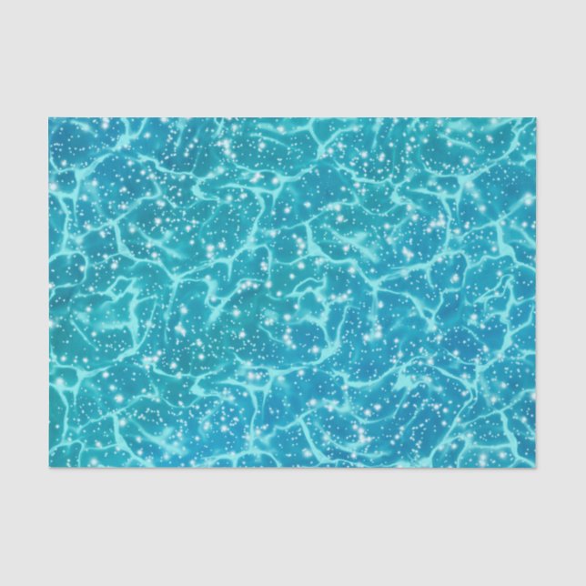 Papier Mousseline Eau de mer bleue avec étincelles (Recto)