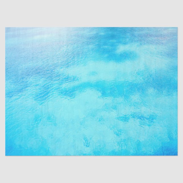 Papier Mousseline Eaux caraïbes bleu turquoise (Recto)