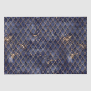 Papier Mousseline Écaille de dragon Navy & Gold scintillante