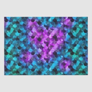 Papier Mousseline Écaille de sirène Glamour Océan Paillettes Bleu &