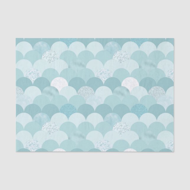 Papier Mousseline Échelle de sirène bleu cyan (Recto)