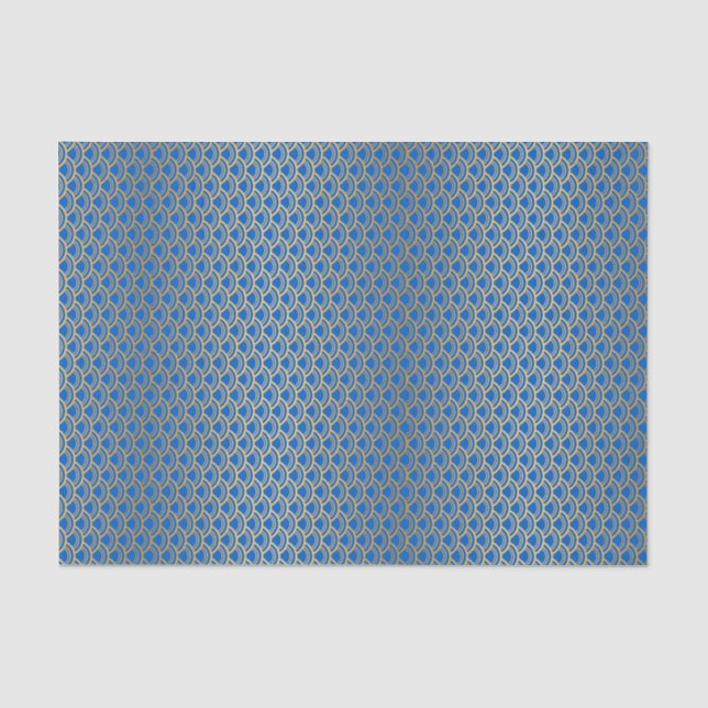 Papier Mousseline Échelle De Sirène D'Or En Bleu Royal (Recto)