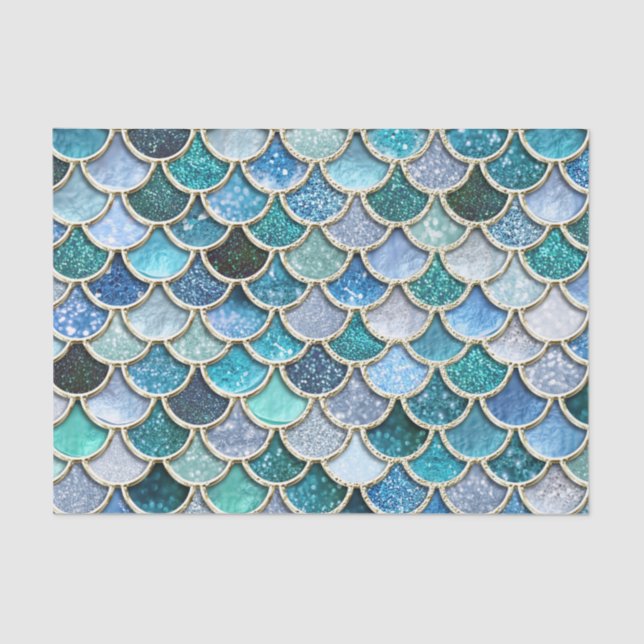 Papier Mousseline Échelles argentées de sirène de parties (Recto)