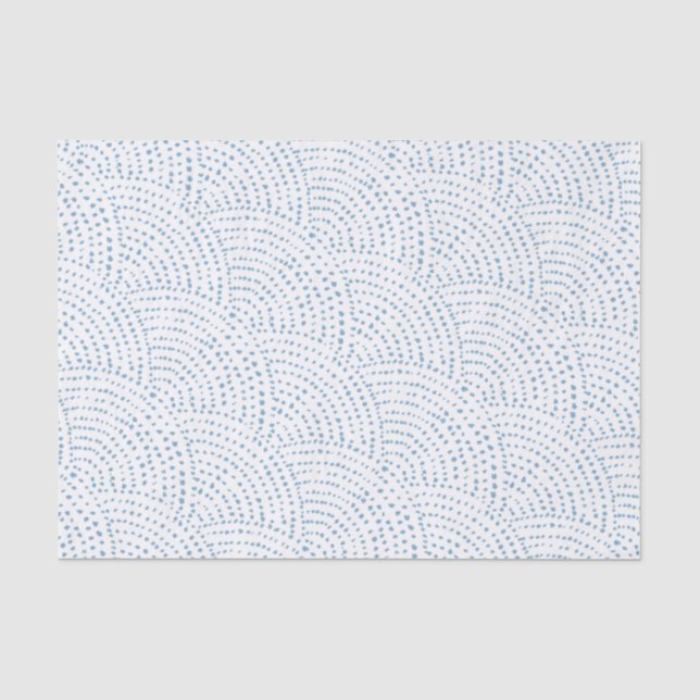 Papier Mousseline Échelles de points d'encre - Bleu E sur blanc (Recto)