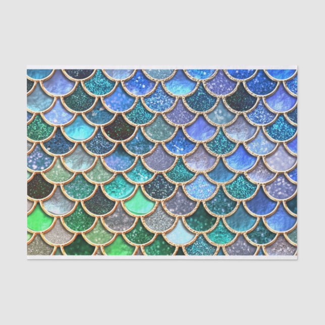 Papier Mousseline Echelles de sirène de Parties scintillant multicol (Recto)