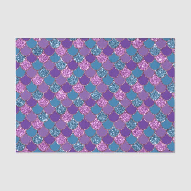 Papier Mousseline Échelles de sirène rose et bleu (Recto)