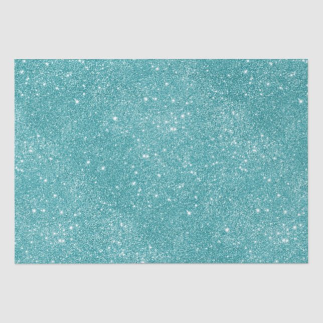 Papier Mousseline Éclats de Parties scintillant Turquoises (Recto)