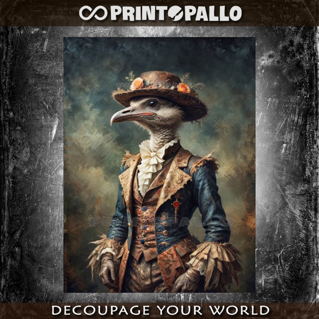 Papier Mousseline Eclectique Victorian Milady Ostrich avec casquette (Créateur téléchargé)