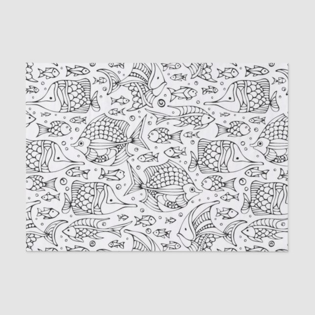 Papier Mousseline École Monochrome De Poisson (Recto)