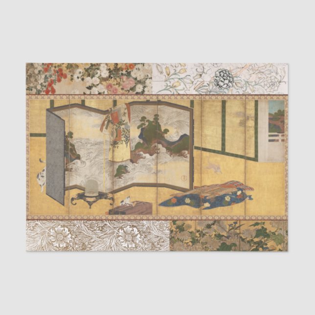 Papier Mousseline Écran Coromandel Peint (Recto)