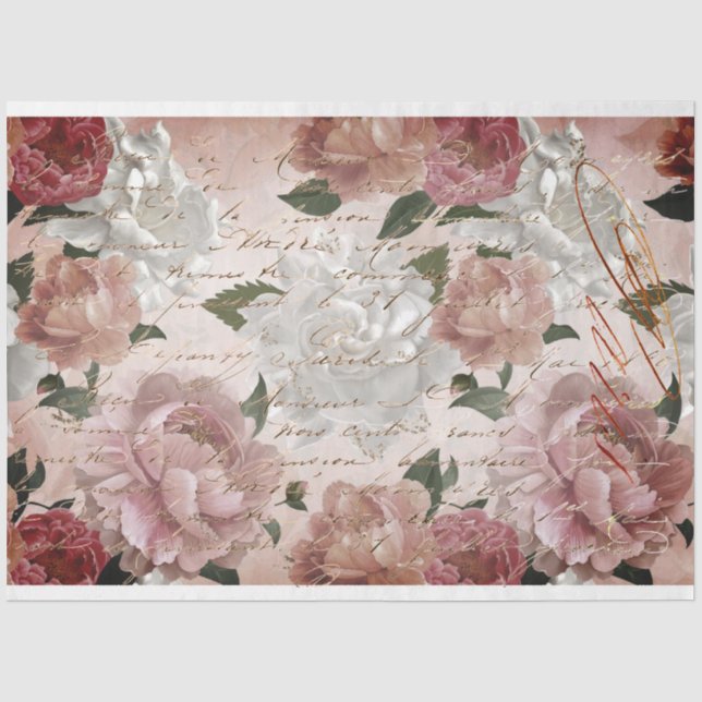 Papier Mousseline Écriture manuscrite Rose et française (Recto)