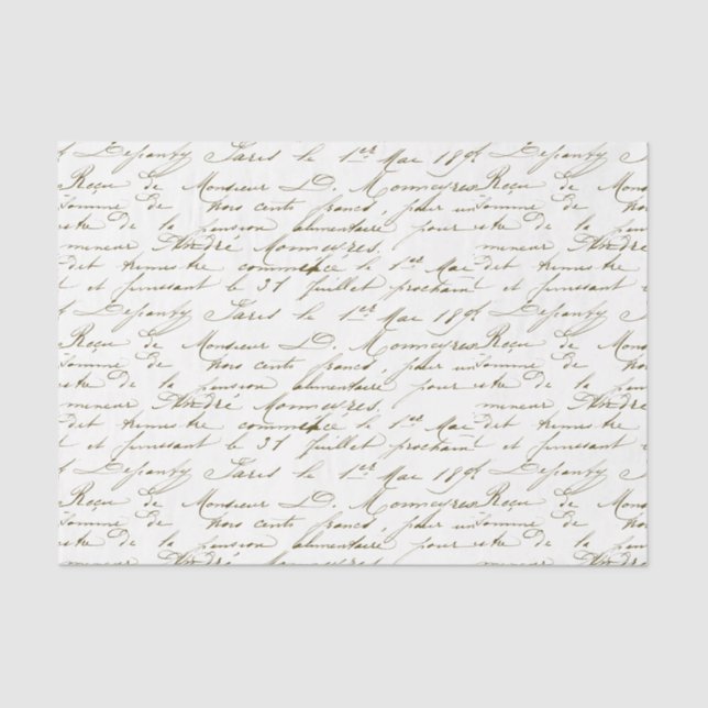 Papier Mousseline Écriture manuscrite vintage or français Script Cur (Recto)