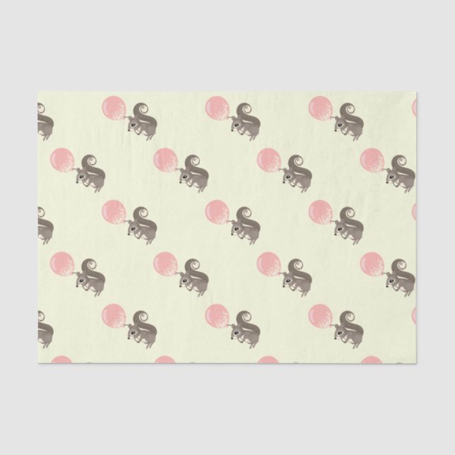 Papier Mousseline Écureuil avec le ballon rose (Recto)