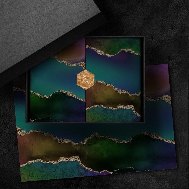 Papier Mousseline Edgy Agate | Sombre Moody Jewel Tone Mystic Turquo (Créateur téléchargé)