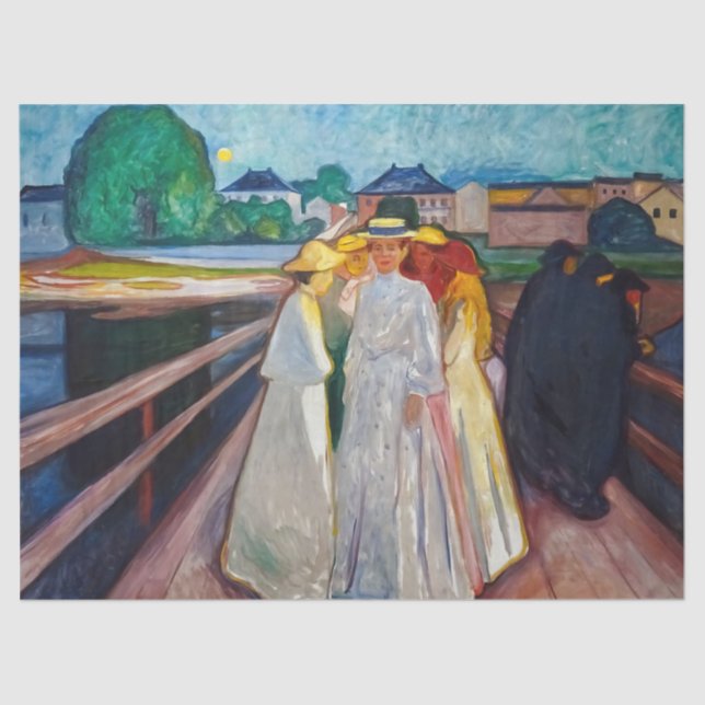 Papier Mousseline Edvard Munch - Les filles sur le pont 1903 (Recto)
