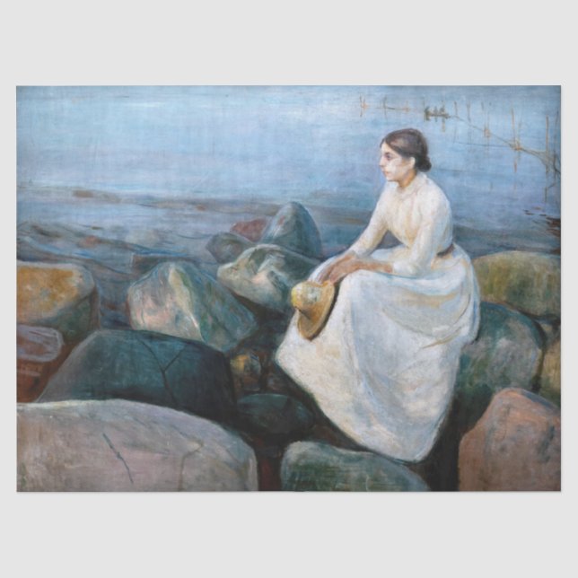 Papier Mousseline Edvard Munch - Nuit d'été, Enger sur la plage (Recto)