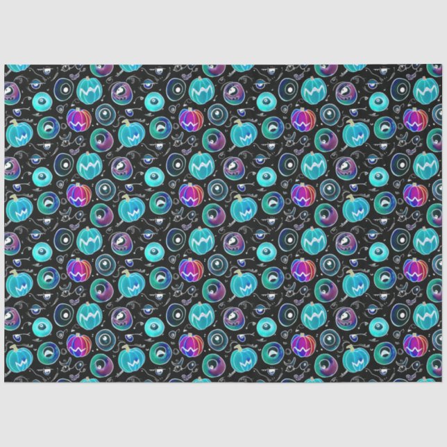 Papier Mousseline Éffrayant Halloween Monster Eyeballs Motif (Recto)