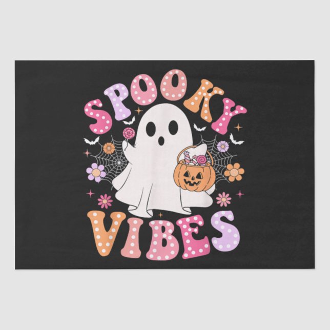 Papier Mousseline Éffrayant Vibes Ghost Retro Halloween Super (Recto)
