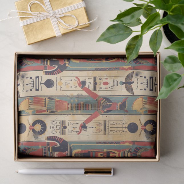 Papier Mousseline Egyptian hieroglyphics Pharaoh Pattern (Cadeau)