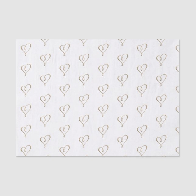 Papier Mousseline Elaborer Embossed Gold Heart Mariage élégant (Recto)