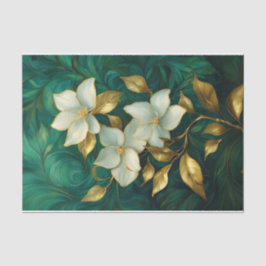 Papier Mousseline Elégance Gardenia Dorée, Fleurs Formelles