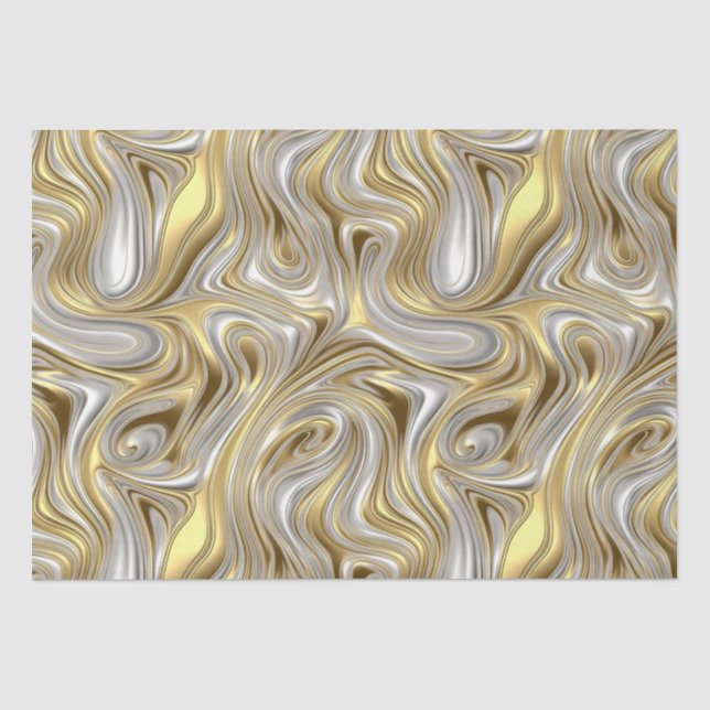Papier Mousseline Élégance liquide - motif liquide métallique (Recto)