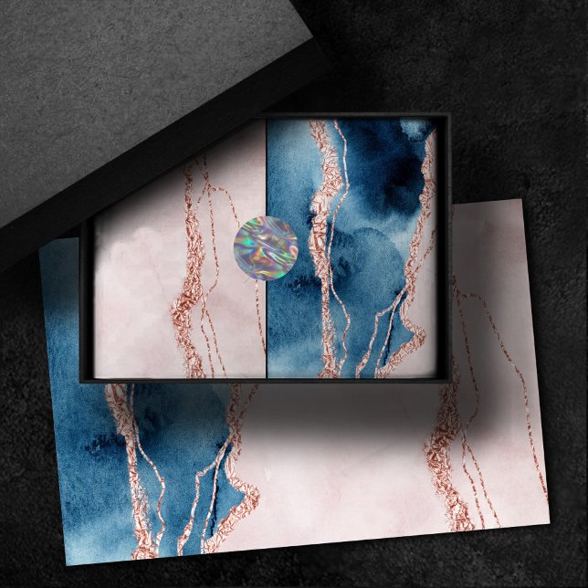 Papier Mousseline Élégance mystique | Turquoise Bleu et Rose Or Agat (Créateur téléchargé)