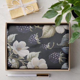 Papier Mousseline Élégance Royale Mûre et Fleurs