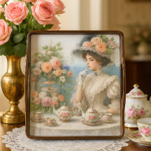 Élégance Victorienne Dame au Thé en découpage