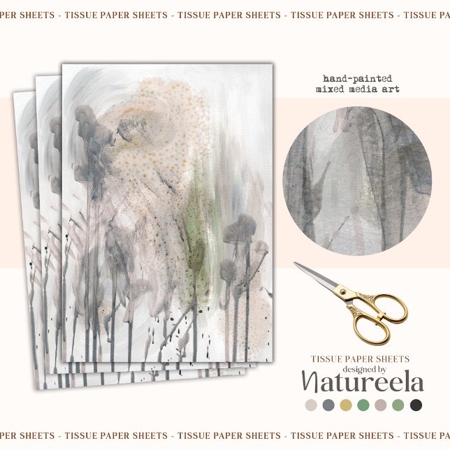 Papier Mousseline Elegant Abstract Gray Decoupage Tissue Paper (Créateur téléchargé)