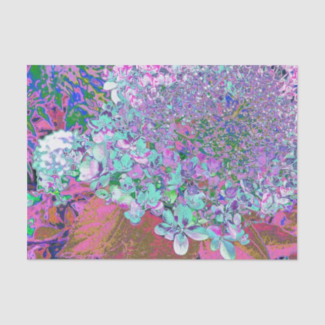 Papier Mousseline Elegant Aqua et Purple Limelight Hydrangea Détail (Recto)